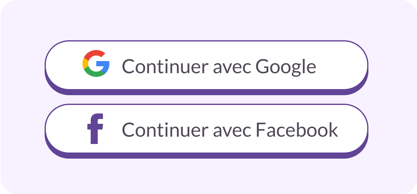 Inscription via Google ou Facebook